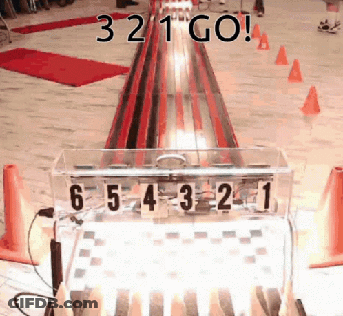 A Bowling Alley With The Words 321 Go On Top GIF