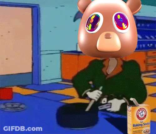 A Box Of Arm & Hammer Baking Soda Sits Next To A Cartoon Bear GIF