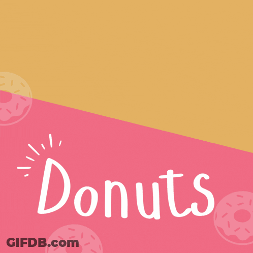 A Box Of Donuts Sits On A Pink And Yellow Background GIF
