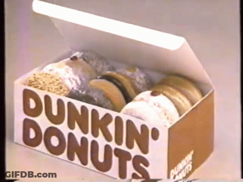 A Box Of Dunkin ' Donuts With A Variety Of Donuts GIF