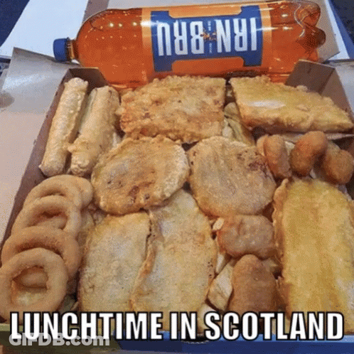 A Box Of Food With The Words Lunchtime In Scotland Below It GIF