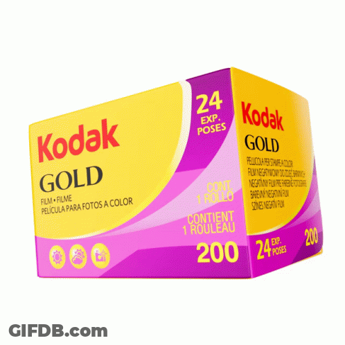 A Box Of Kodak Gold Film Contains 200 Rolls GIF