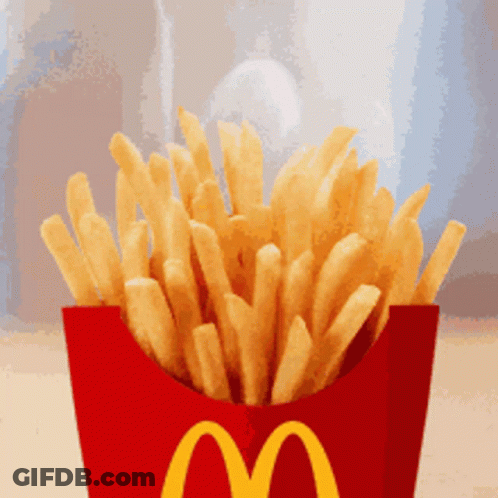 A Box Of Mcdonald 'S French Fries With Smoke Coming Out Of It GIF