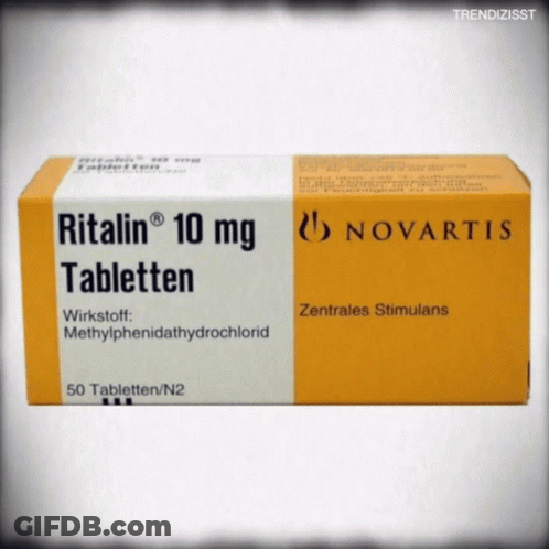 A Box Of Ritalin 10 Mg Tabletten From Novartis Contains 50 Tablets GIF