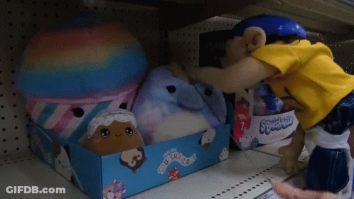 A Box Of Stuffed Animals Called Squishmallow GIF