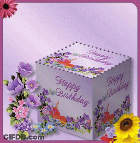 A Box That Says Happy Birthday On It GIF