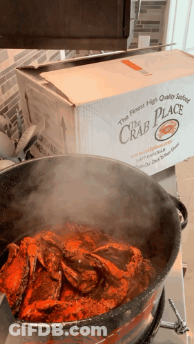 A Box That Says The Finest High Quality Seafood The Crab Place GIF