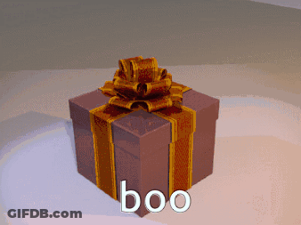 Box With Bow And Boo Text GIF
