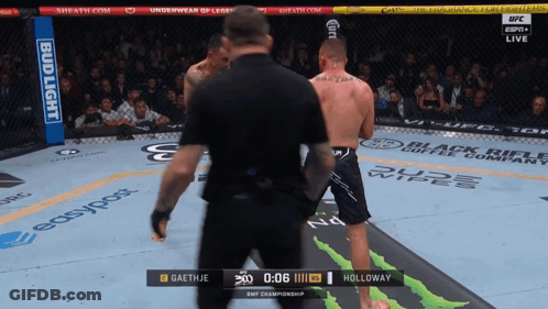 A Boxing Match Between Gaethje And Holloway Is Being Broadcast On Ufc Live GIF