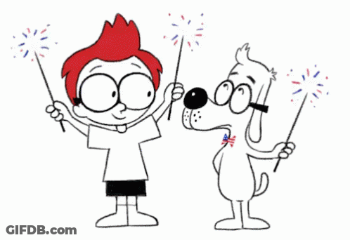 A Boy And A Dog Holding Sparklers In Their Hands GIF