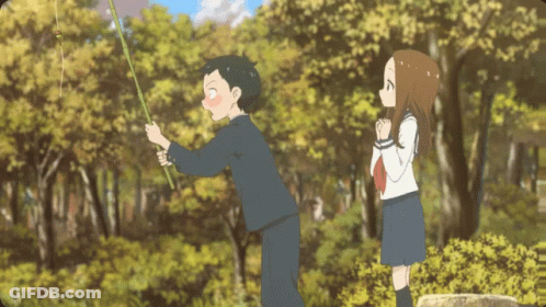 A Boy And A Girl Are Fishing Together In A Forest GIF