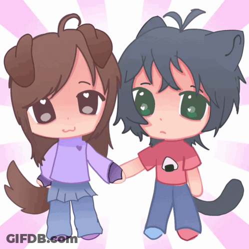 A Boy And A Girl Are Holding Hands In A Drawing GIF