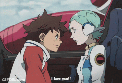 A Boy And A Girl Are Looking At Each Other And The Girl Is Saying I Love You GIF
