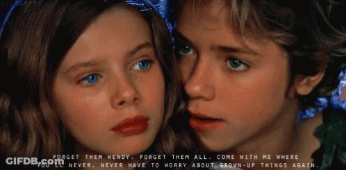 A Boy And A Girl Are Looking At Each Other With A Quote Above Them GIF