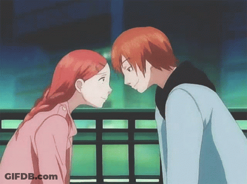 Boy And Girl Looking At Each Other With Eyes Closed GIF