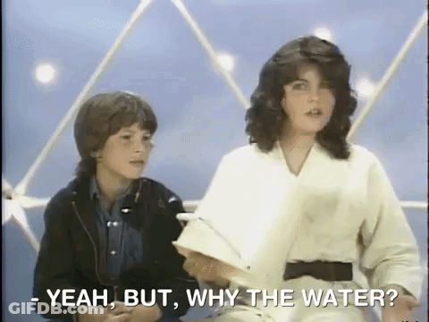 A Boy And A Girl Are Sitting Next To Each Other And The Girl Is Asking Why The Water . GIF