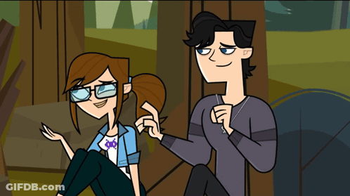 A Boy And A Girl Are Sitting Next To Each Other In A Cartoon GIF