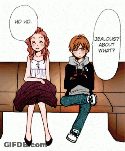 Boy And Girl Sitting On Couch Saying Ho Ho GIF