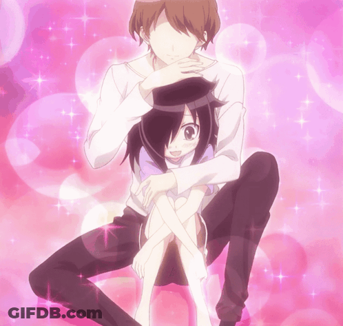 A Boy And A Girl Are Sitting On A Pink Surface GIF