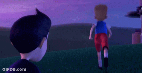 A Boy And A Girl Are Standing In The Grass At Night . GIF