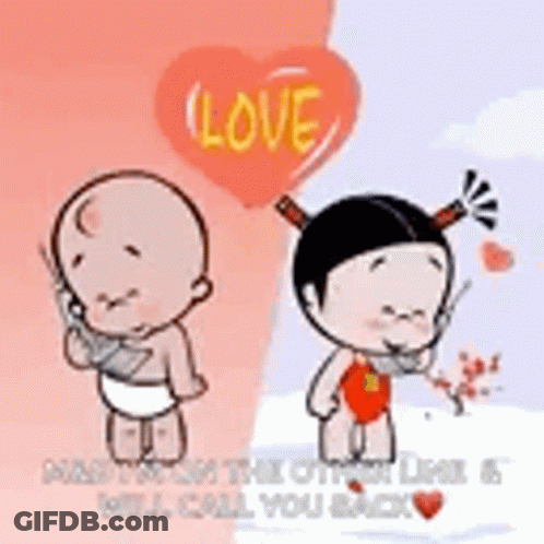 A Boy And A Girl Are Standing Next To Each Other . GIF