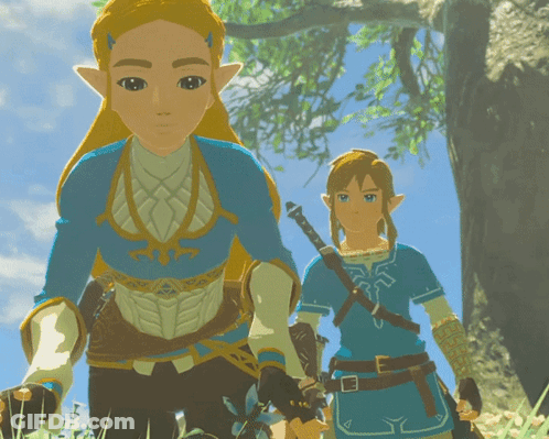 A Boy And A Girl Are Standing Next To Each Other GIF