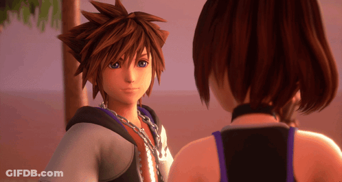 A Boy And A Girl Are Standing Next To Each Other GIF