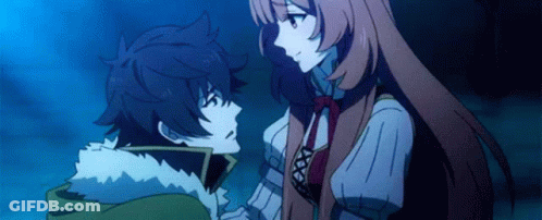 A Boy And A Girl Are Standing Next To Each Other And Looking At Each Other In A Dark Room . GIF