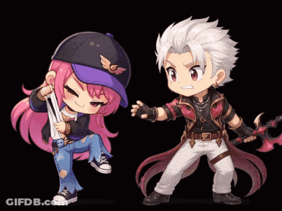 A Boy And A Girl Are Standing Next To Each Other In A Pixel Art Style GIF