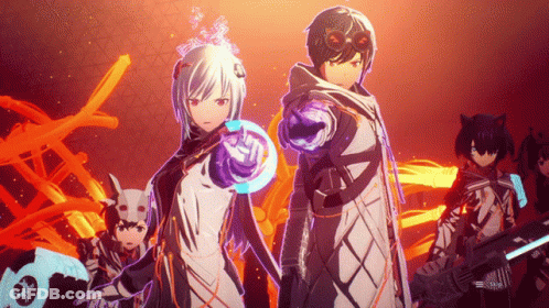 A Boy And A Girl Are Standing Next To Each Other In A Video Game GIF