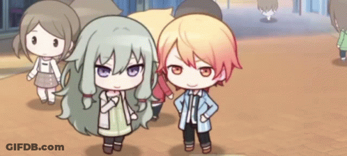 Boy And Girl Standing On Sidewalk GIF