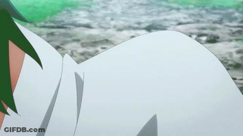 A Boy And A Girl In White Kimonos Are Running On A Rocky Path GIF
