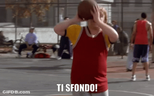 A Boy Holding A Basketball With The Words Ti Sfondo Written Below Him GIF
