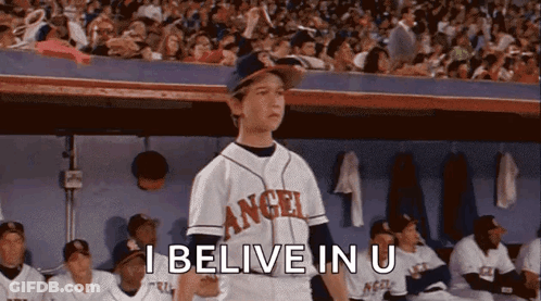 A Boy In A Baseball Uniform With The Word Angel On It GIF