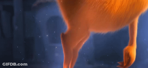 A Boy In A Blue Shirt Is Standing In Front Of A Building And Looking At A Dog Flying In The Air . GIF