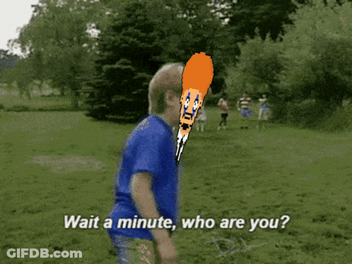 A Boy In A Blue Shirt Says Wait A Minute Who Are You In A Park GIF