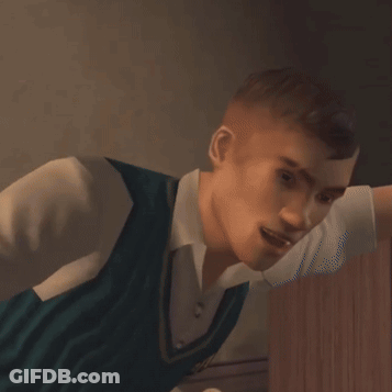 A Boy In A Blue Sweater With A Skull And Crossbones On It GIF