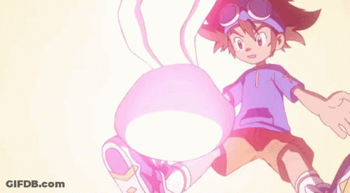 Boy In Purple Shirt And Red Shorts Holding Pink Object GIF