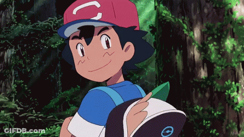 Boy In Red Hat With C Holding Backpack GIF