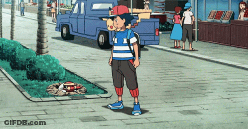 Boy In Striped Shirt Next To Blue Truck GIF