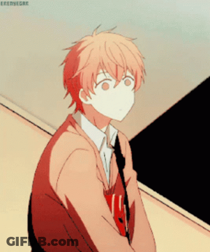 A Boy In A Sweater And Tie Is Looking Out A Window . GIF