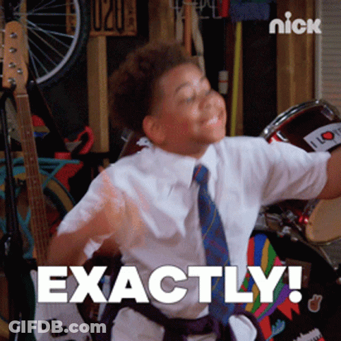 A Boy In A Tie Is Playing A Drum And The Words Exactly Are Above Him GIF