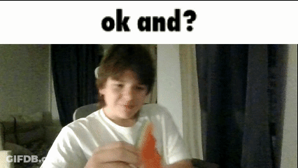 A Boy In A White Shirt Is Holding A Piece Of Paper And The Words Ok And Are Above Him GIF