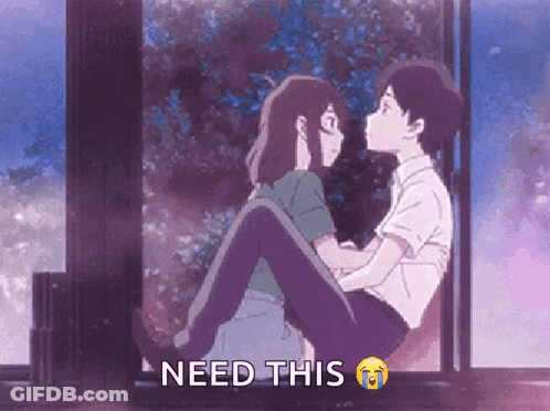 A Boy Is Carrying A Girl In His Arms And The Words Need This Are Above Them . GIF