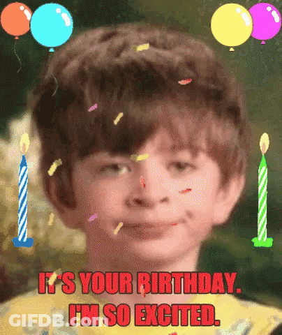A Boy Is Celebrating His Birthday With Candles And Confetti GIF
