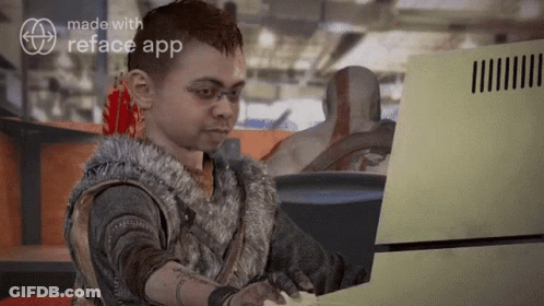A Boy Is Playing A Video Game With The Words Made With Reface App On The Bottom GIF