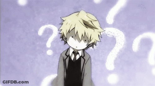 A Boy Is Standing In Front Of A Bunch Of Question Marks GIF