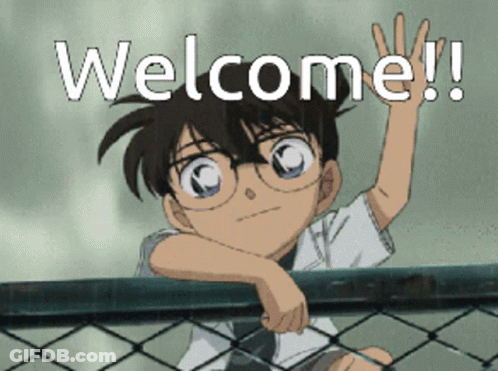 A Boy Leaning Over A Fence With The Words Welcome On The Bottom GIF