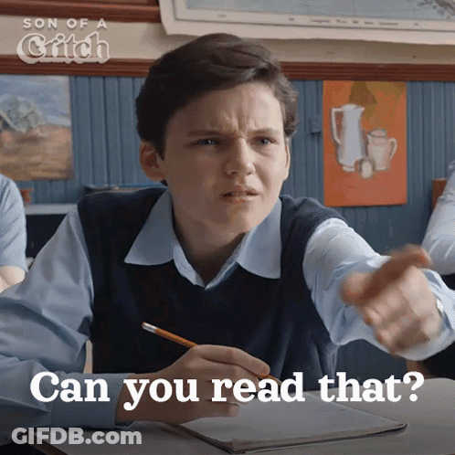 Boy Sitting At Desk With Can You Read That GIF