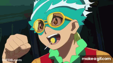 A Boy Wearing Sunglasses And A Mask Is Eating A Lollipop .. GIF